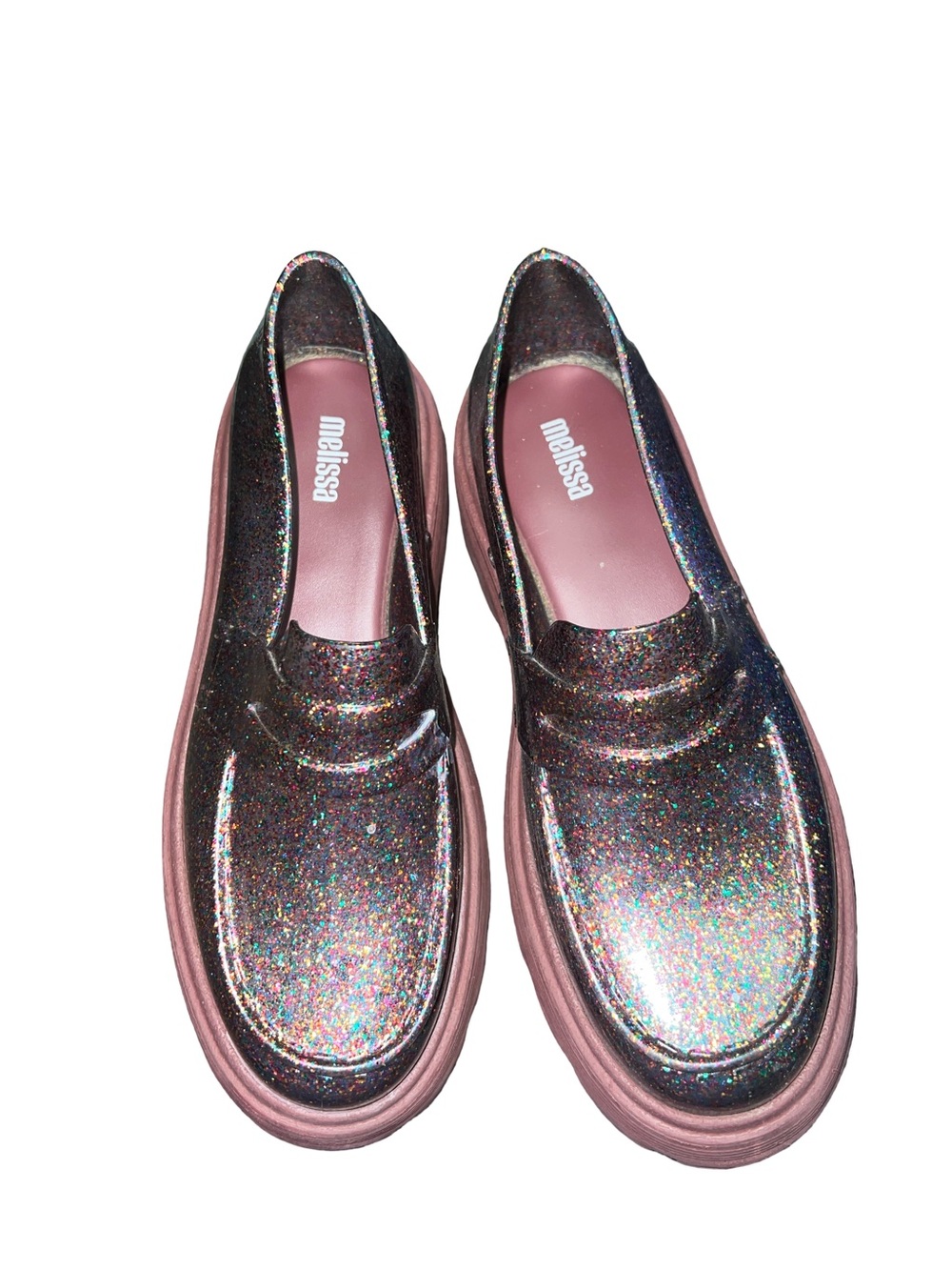 Melissa Royal Platform Lug Sole Loafers Glitter Multicolor